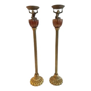 Vintage Ornate Monkey Candle Torchières - A Pair For Sale