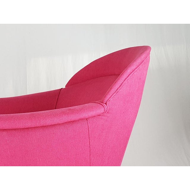 Mid-Century Modern Italian Pink Fabric Upholstered Chair, 1950s For Sale - Image 3 of 14