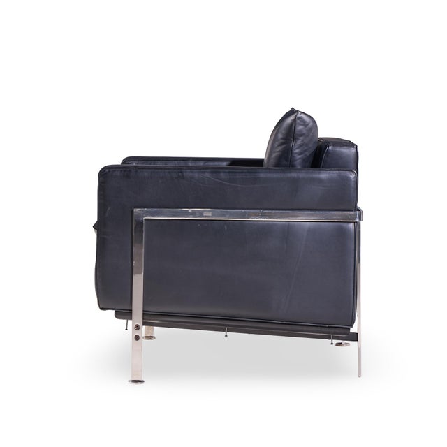 Metal Robert Haussmann for De Sede Mid Century Black Leather Chairs - Pair For Sale - Image 7 of 12
