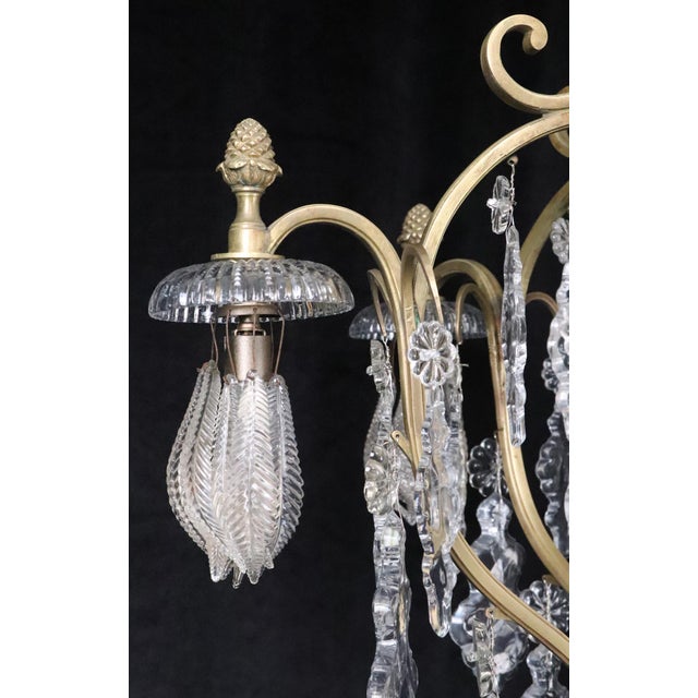 Metal Antique Louis XV Crystal & Brass Chandelier For Sale - Image 7 of 12