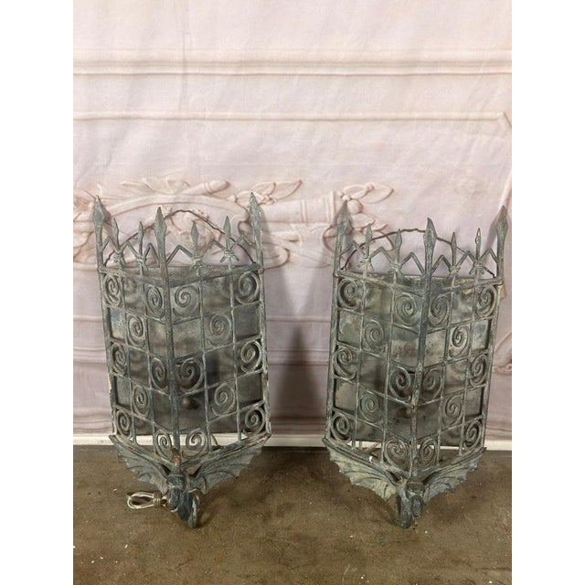 Pair of Gothic Revival Metal Iron Dragon Sconces For Sale - Image 4 of 12