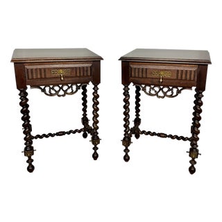 Spanish Barley Twist Nightstands, 1930s, Set of 2 For Sale