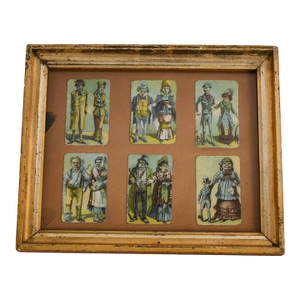 Framed Collection of Victorian Comical Odd Couples Trading Cards, Dated 1874