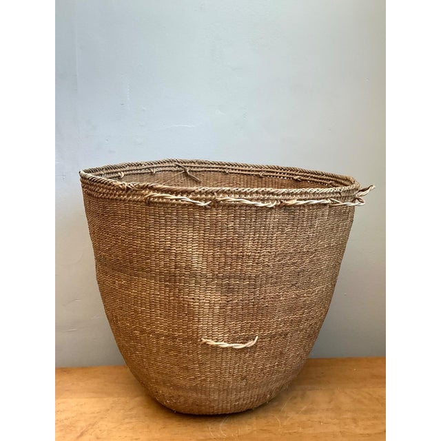 Textile Vintage Handmade Woven Basket For Sale - Image 7 of 16