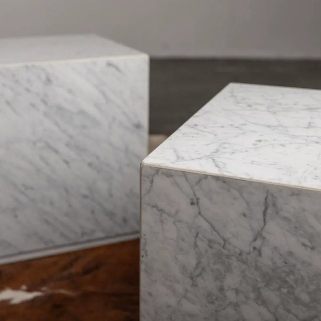 1960s Carrara Marble Cube Side End Tables - a Pair For Sale - Image 11 of 12