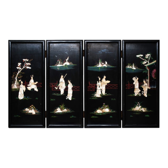 C. 1920-1940s Chinoiserie Inlaid Coromandel Screen For Sale