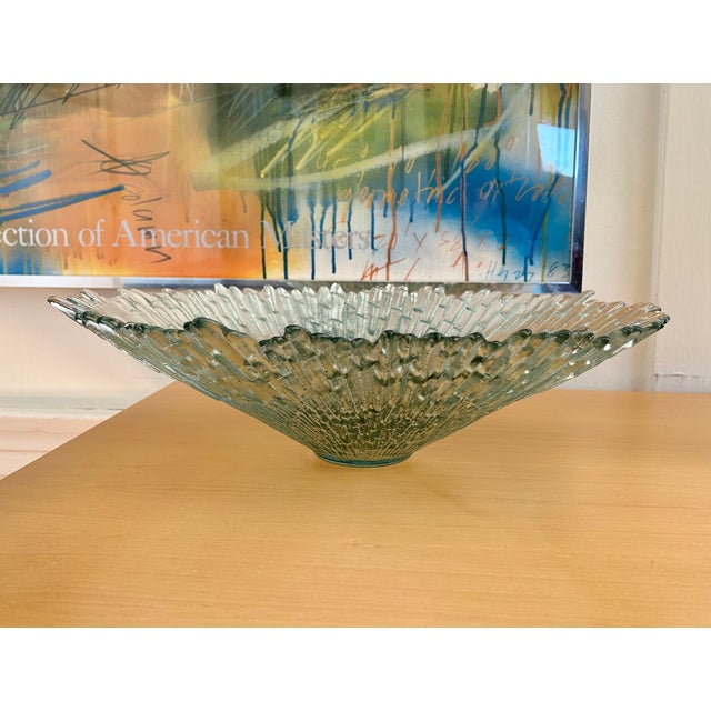 This item is a Northern Lights (Revontulet) large glass centerpiece bowl designed by Tauno Wirkkala for Humppila, Finland,...