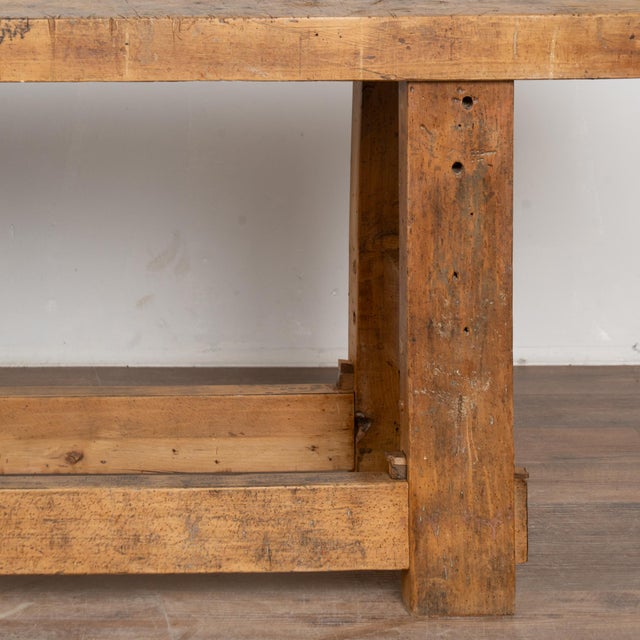 19th Century Rustic French Carpenter's Workbench Console Table For Sale - Image 14 of 16