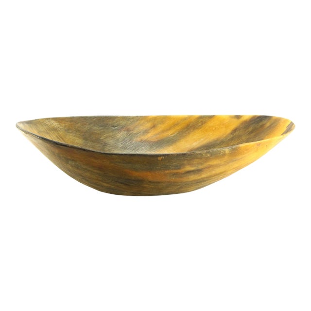 19th Century Large Oval Cattle Horn Bowl For Sale