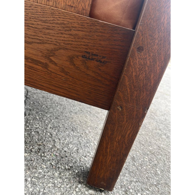 Brown Early 20th Century L. & j.g. Stickley Model 216 Mission Oak Settle – Signed – 72” For Sale - Image 8 of 18