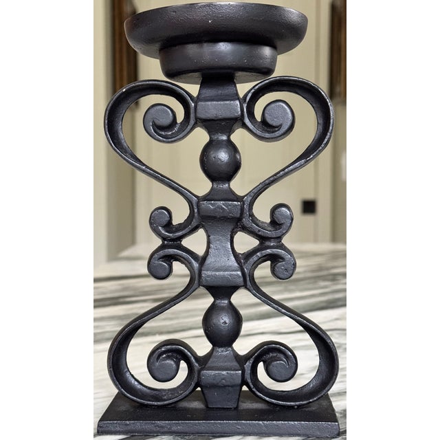 Pottery Barn Architectural Scrolly Pillar Holder Bougeoir For Sale In Seattle - Image 6 of 12