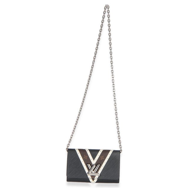 Black Black White V Monogram Canvas Twist Wallet on Chain For Sale - Image 8 of 9