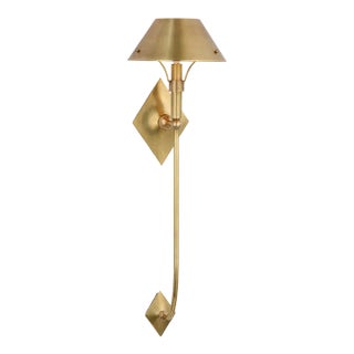 Thomas O'Brien for Visual Comfort Signature Turlington XL Sconce in Hand-Rubbed Antique Brass with Hand-Rubbed Antique Brass Shade For Sale