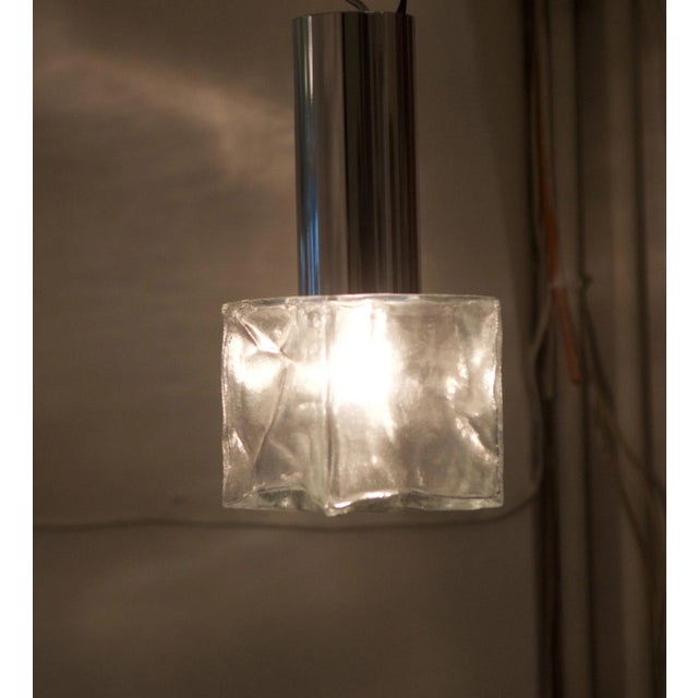 Vintage Glass and Steel Pendant Lamp by J.T. Kalmar For Sale - Image 6 of 11