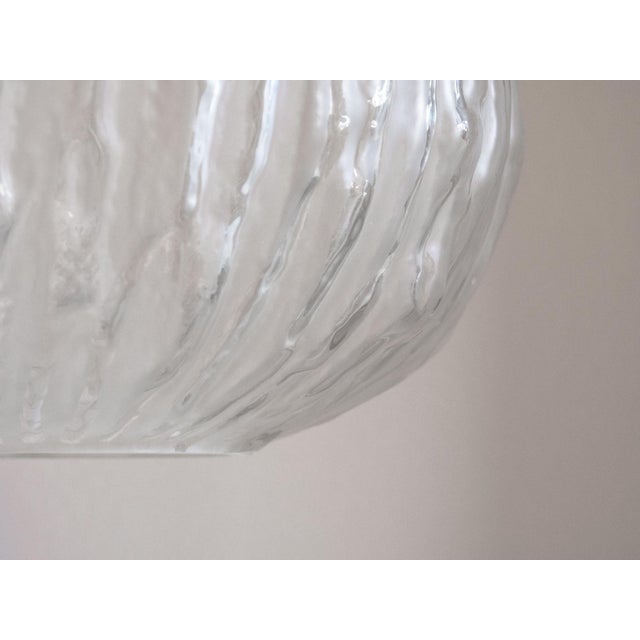 Vintage Danish Rippled Glass Pendant Lamp For Sale - Image 4 of 6