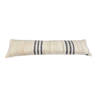Turkish Hemp Pillow Cushion Natural Beige Black Cushion Cover 12"x46" For Sale