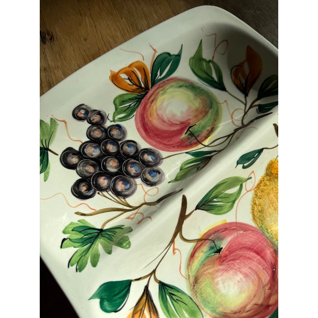 1950s Italian Hand Painted Fruit Serving Platter Ceramic For Sale - Image 6 of 11