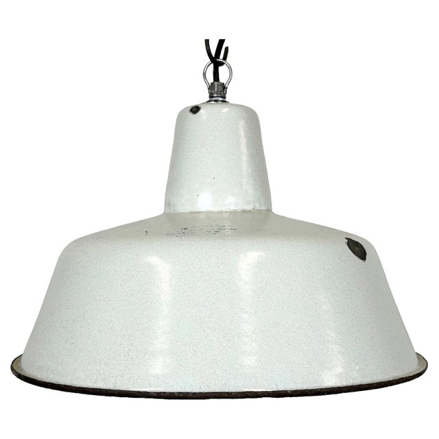 Industrial White Enamel Factory Pendant Lamp from Zaos, 1960s For Sale