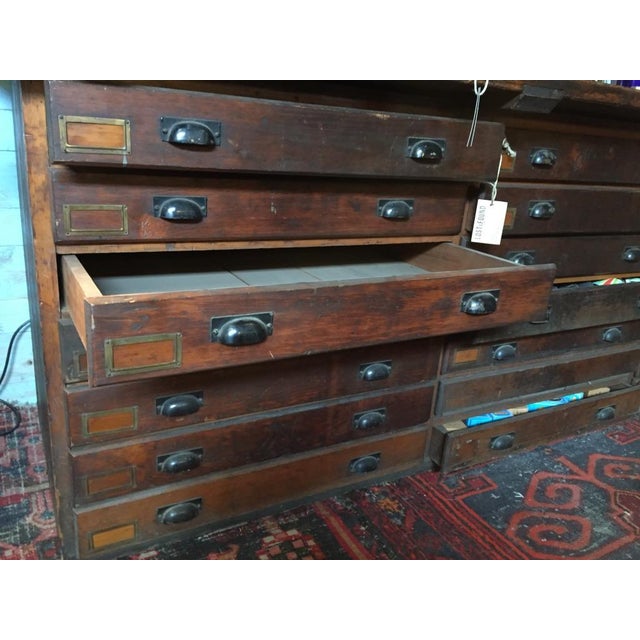 Brown Vintage Typographers Wooden Counter For Sale - Image 8 of 14