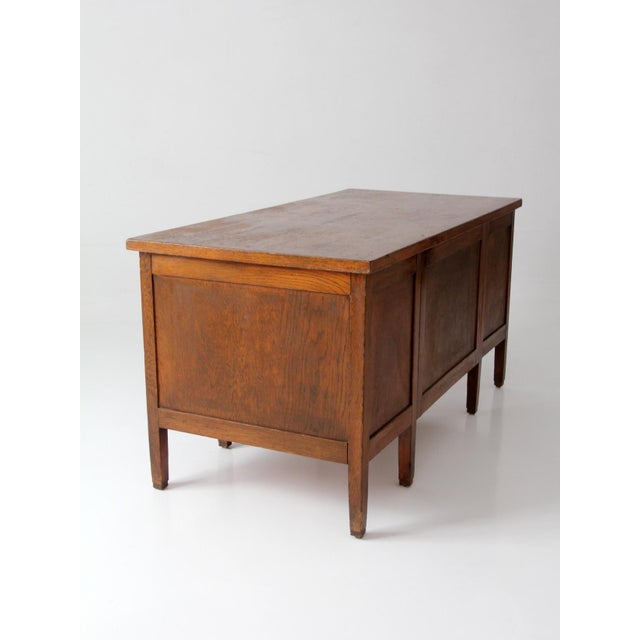 Antique Arts & Crafts Oak Desk For Sale - Image 9 of 18