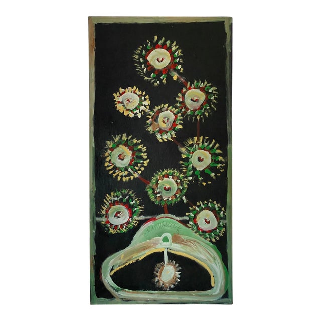 Jimmy Lee Sudduth Folk Art Flowers Painting For Sale