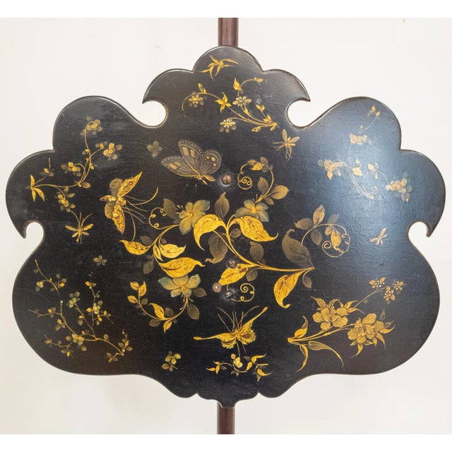 19th Century 19th Century English Regency Mahogany Carved Pole Fire Screen For Sale - Image 5 of 10
