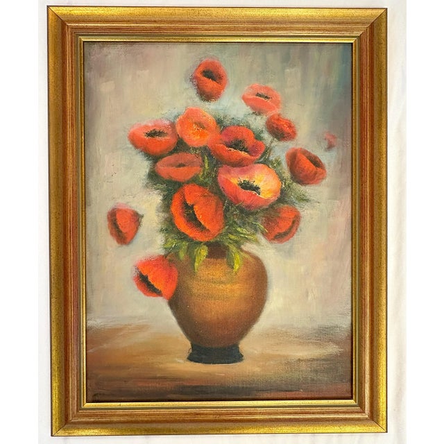 Original Framed Still Life Painting on Board 'Pretty Poppies' For Sale - Image 9 of 12