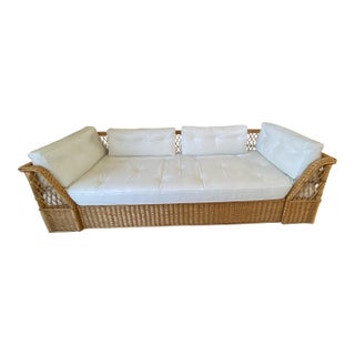McGuire Company Wicker Rattan Couch, 1970s For Sale