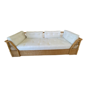 McGuire Company Wicker Rattan Couch, 1970s