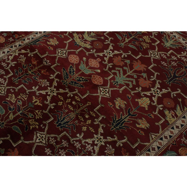 Rug & Kilim Rug & Kilim’s Agra Style Rug in Red and Green With Trellis Floral Patterns For Sale - Image 4 of 7