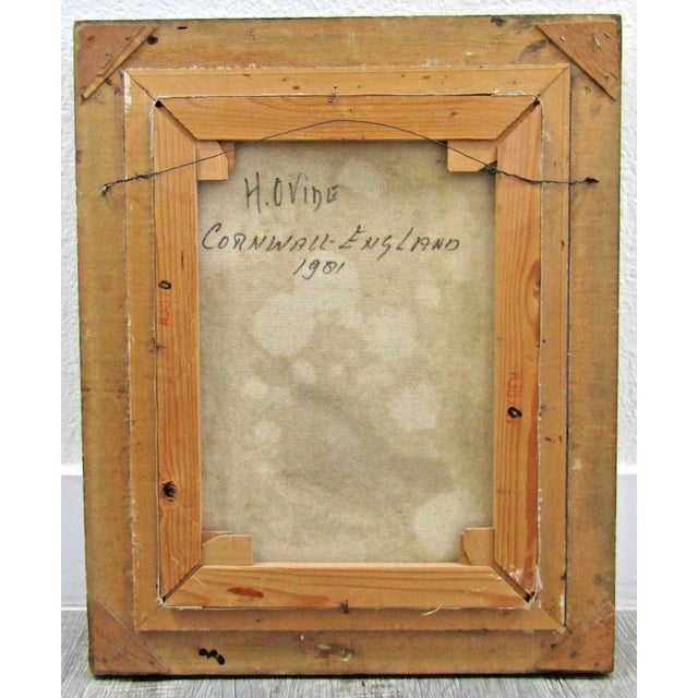 1902 Oil Painting Chrysanthemums and Daisies in Glass Vase Carved Gold Wood Frame H. Ovide Cornwall, England For Sale - Image 11 of 12