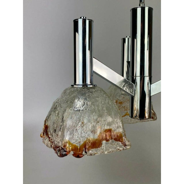 Mid-Century Chrome Chandelier in Murano Glass from Mazzega For Sale - Image 8 of 13