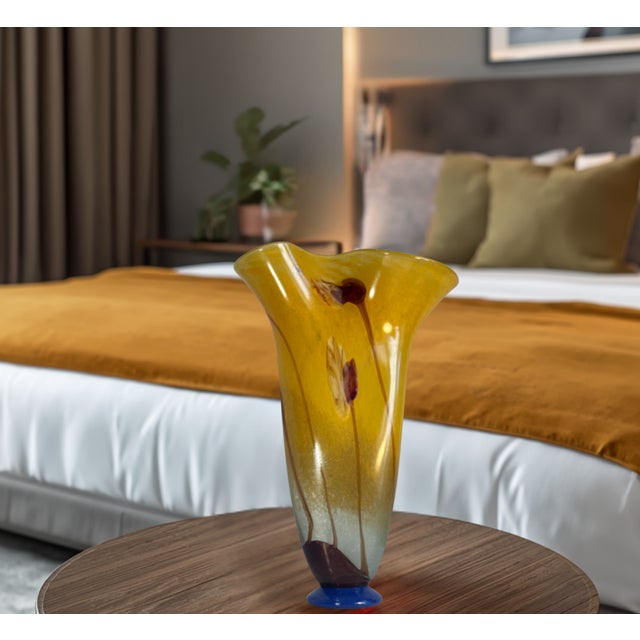 Horia-Constantin Puscariu Signed 17 + Tall Abstract Floral Art Glass Vase For Sale - Image 12 of 18