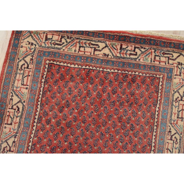 Mir Runner 3’7” X 10’4” Red Wool Vintage Tribal Hand-Knotted Oriental Rug For Sale In Philadelphia - Image 6 of 14