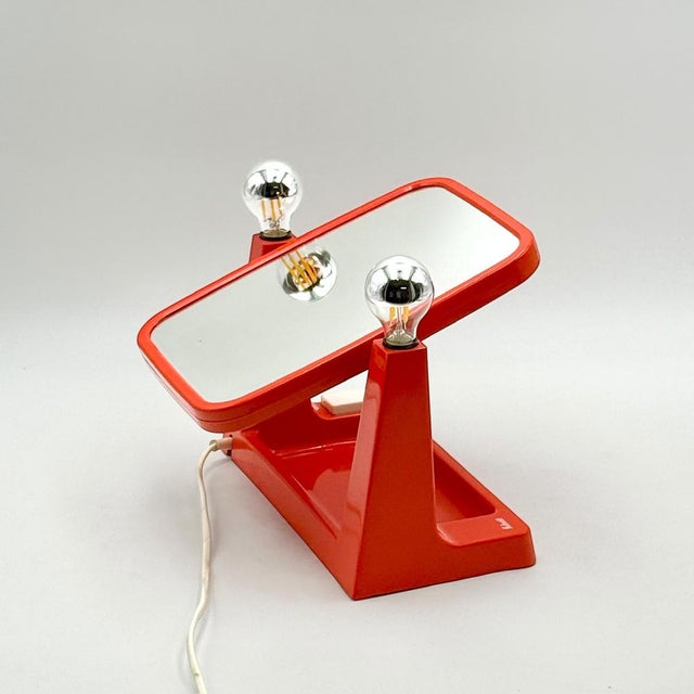 Vintage Orange Dual Mirror with Lights from Schott, 1970s For Sale - Image 12 of 13