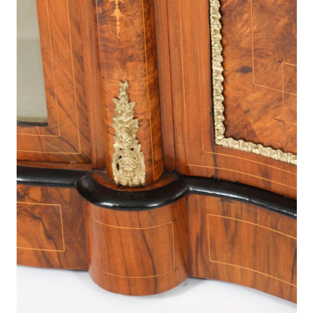 Antique Victorian Serpentine Burr Walnut Marquetry Credenza, 19th Century For Sale - Image 10 of 18