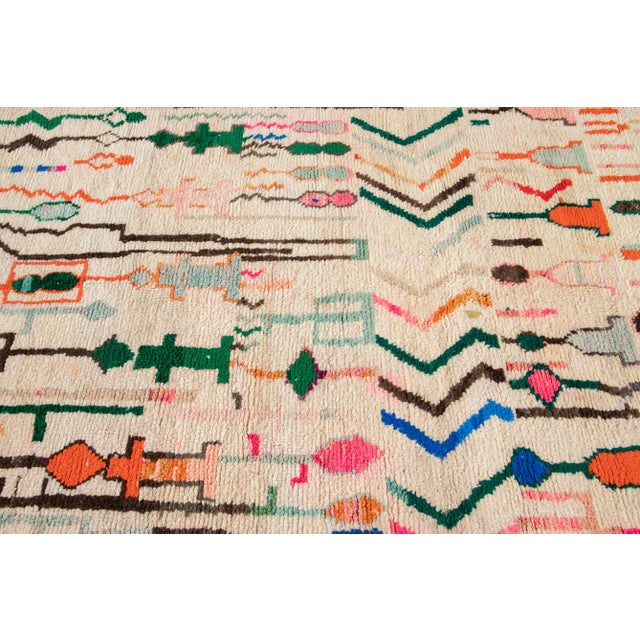 Textile Vintage Multicolor Azilal Moroccan Wool Rug For Sale - Image 7 of 11