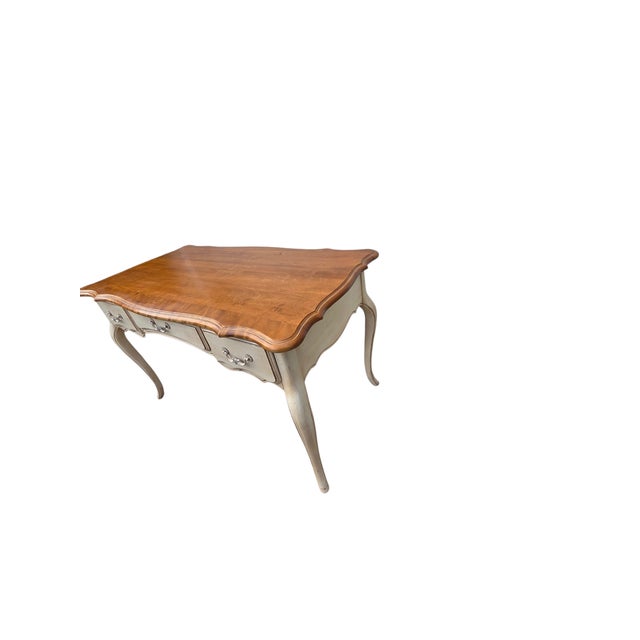 Antique White 1980s Ethan Allen French Country Ladies Writing Desk Paint Decorated Console For Sale - Image 8 of 18