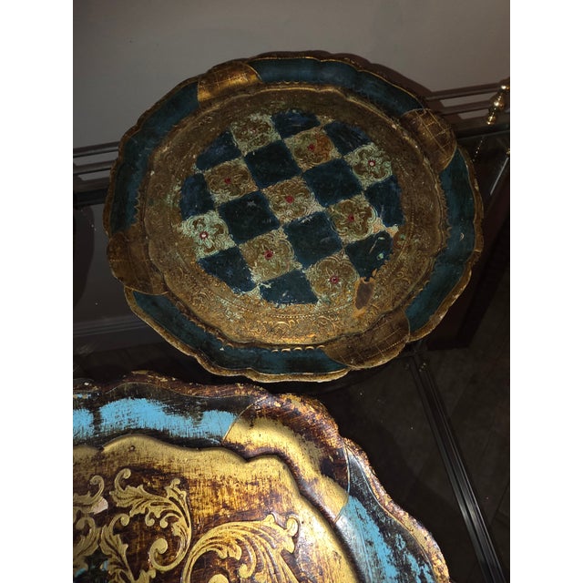 1940s Three Small Vintage Florentine Trays For Sale - Image 5 of 16