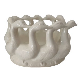 Vintage Porcelain Circle of Swans Planter For Sale