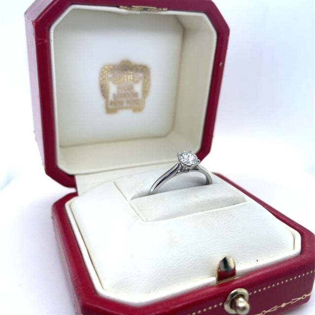 Early 21st Century Cartier, French, Platinum and Diamond Engagement Ring, Size 7.25 For Sale - Image 5 of 7
