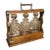 19th Century 3-Bottle English Oak and Silver Plated Locking Decanter Set For Sale