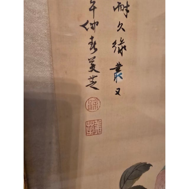 Asian Vintage Asian Wc Painting Signed Bird of Paradise For Sale - Image 3 of 13