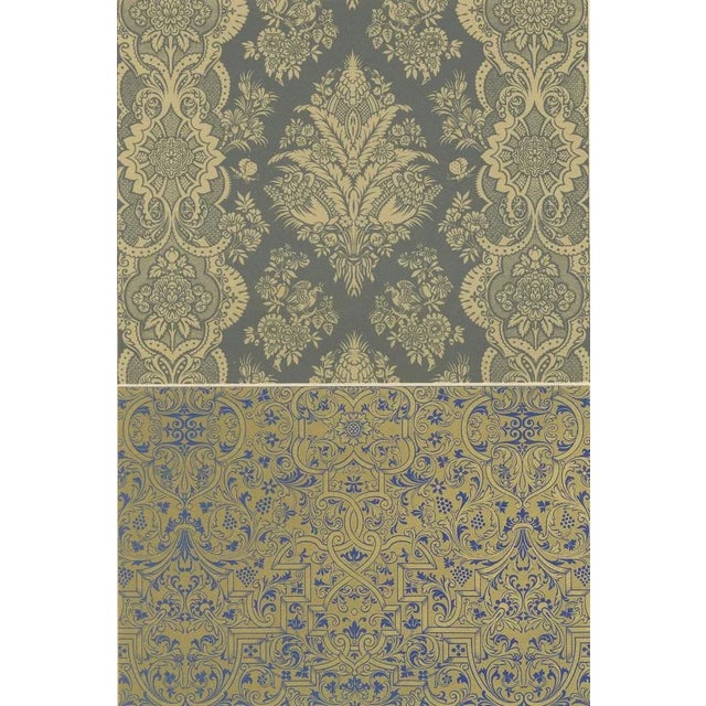 After Racinet, French Wallpaper and Textile Patterns with Damask and Scroll Motifs, 1869, Lithograph For Sale - Image 4 of 11