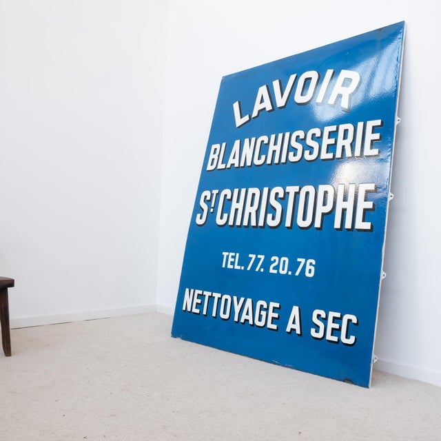 Large Antique Enamel Sign, France, 1950 For Sale - Image 3 of 9