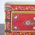 Early 20th Century Antique Hand-Painted Box in Red With Flowers in Turquoise and Brass Details For Sale - Image 5 of 7