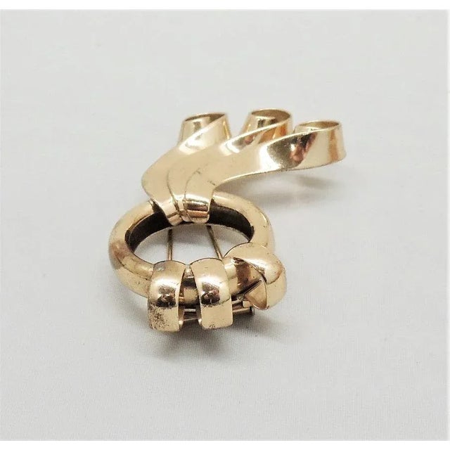 1940s Vintage 1940s Signed Napier Sterling Modernist Fur Clip For Sale - Image 5 of 8