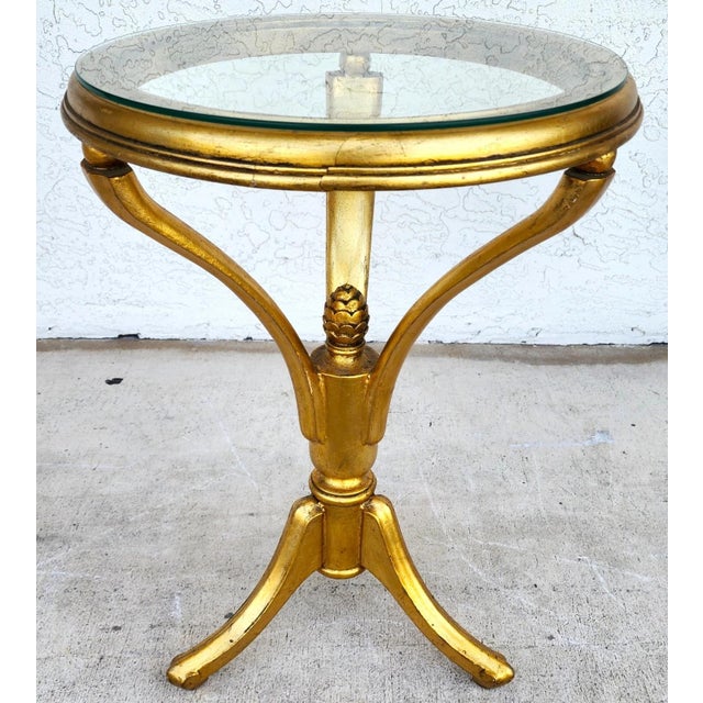 Gold Mid Century Giltwood Side Center Table For Sale - Image 8 of 10