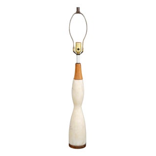 Mid-Century Modern Alabaster and Wood Table Lamp For Sale
