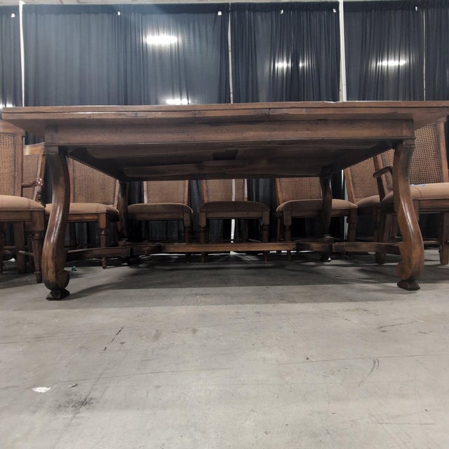 Brown Acquisitions by Henredon 9-Piece Dining Set, Trestle Extension Table and 8 Cane Back Chairs For Sale - Image 8 of 10